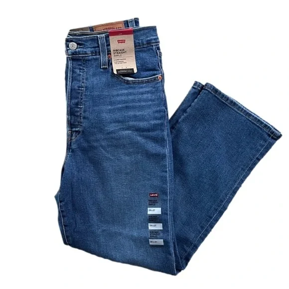 NWT Levi’s High Rise Ribcage Straight Ankle Jean in Medium Wash Women’s Size 29 - Picture 5 of 7